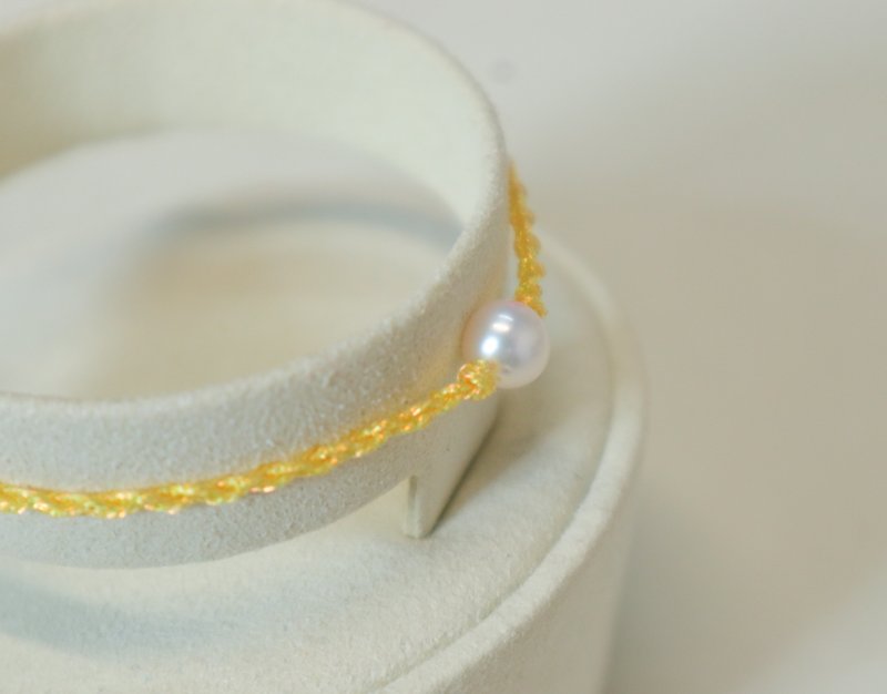 925 sterling silver natural pearl lucky bracelet-mango yellow C2 - สร้อยข้อมือ - ไข่มุก สีเหลือง