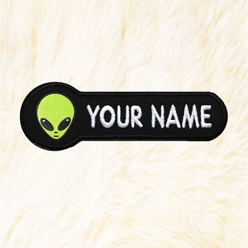 Alien Green Personalized Iron on Patch Your Name Your Text Buy 3 Get 1 Free - Knitting, Embroidery, Felted Wool & Sewing - Thread Black