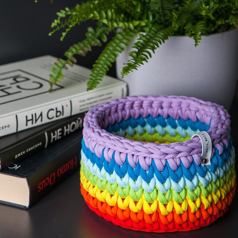 Rainbow storage basket. Shelf decoration. Home gift - Shelves & Baskets - Cotton & Hemp 