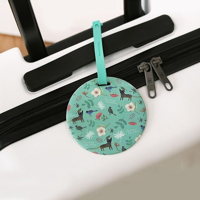 Indigo-Liu Lin Fengsheng Round Baggage Tag - Mint Cat, IDG09830 - Luggage Tags - Plastic Green