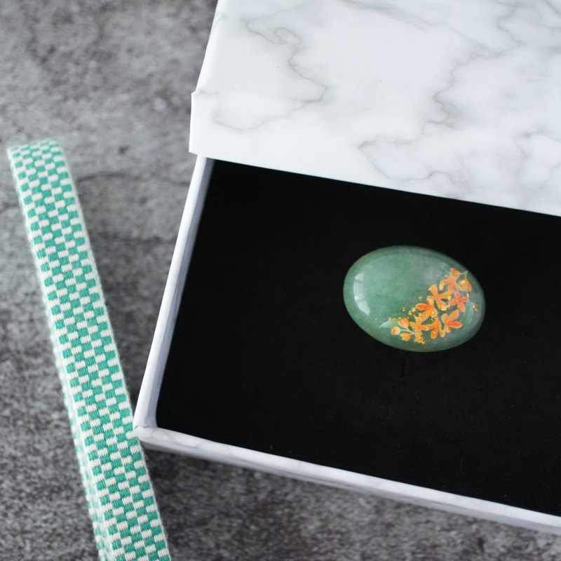 格紋三分紐組 天然石綠東陵玉與桂花、金箔腰飾 秋冬 七五三 成人式 - 其他 - 寶石 綠色