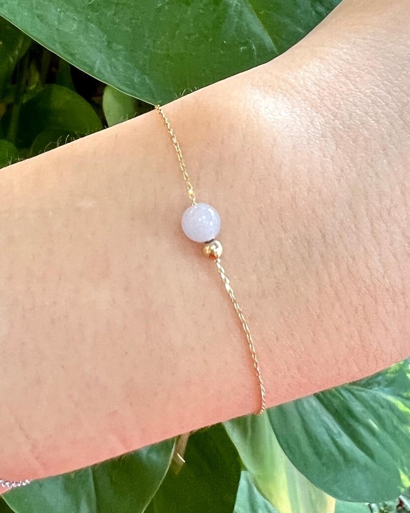 Natural Jade Burmese A Jade Jade Bracelet Violet/Apple Green 18k Gold Jade Bracelet - สร้อยข้อมือ - หิน สีม่วง