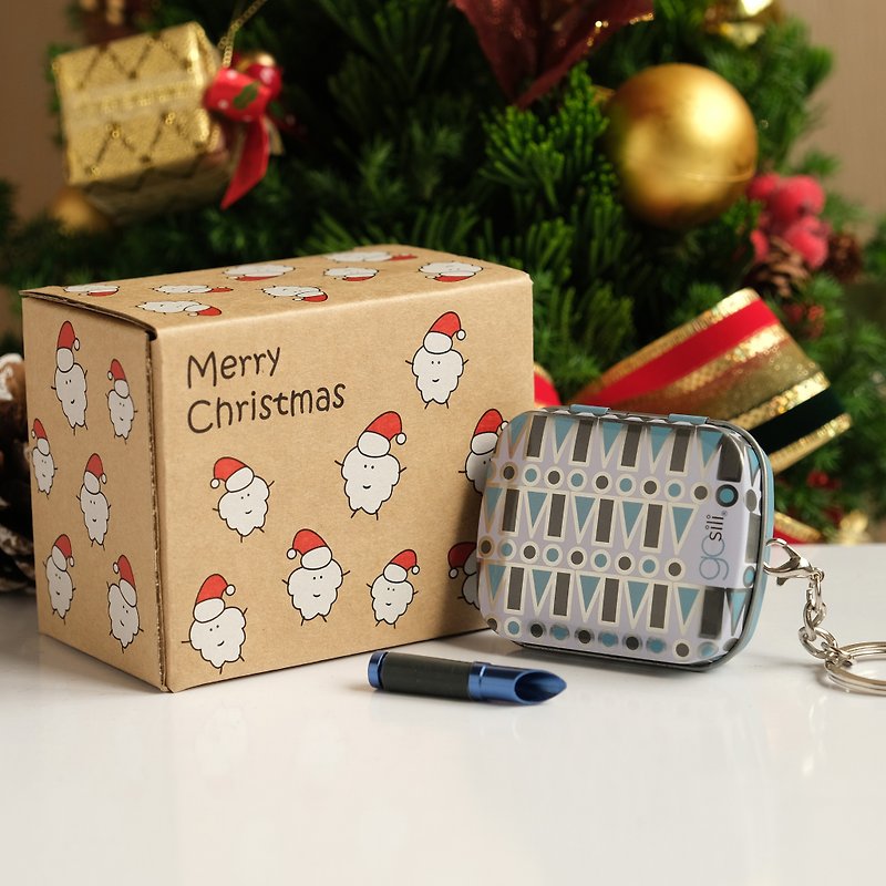 GoSili Christmas Straw Illustration Gift Box Set - Green Key Ring with Cutting Tool - หลอดดูดน้ำ - โลหะ 