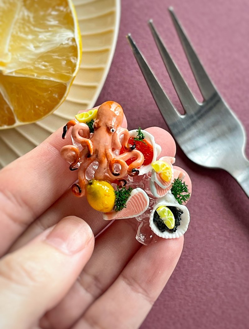 Miniature seafood set, scale 1:12 - 公仔/玩偶 - 其他材質 多色