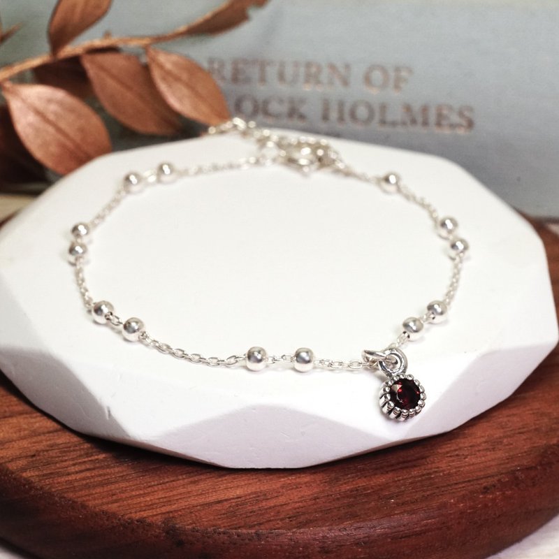 天蠍座 星座守護石 生日禮物 925純銀手鍊 雙圓珠設計 女生禮物 - 手鍊/手環 - 純銀 多色