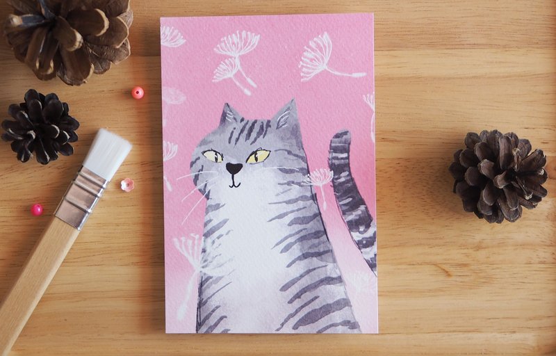 Postcard cat - 卡片/明信片 - 紙 粉紅色