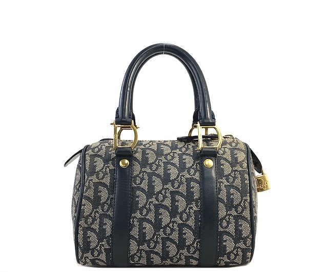 Shipped from Japan] Christian Dior Dior Trotter Jacquard Leather Boston Bag  Navy 74b3p6 - Shop solo-vintage Handbags & Totes - Pinkoi