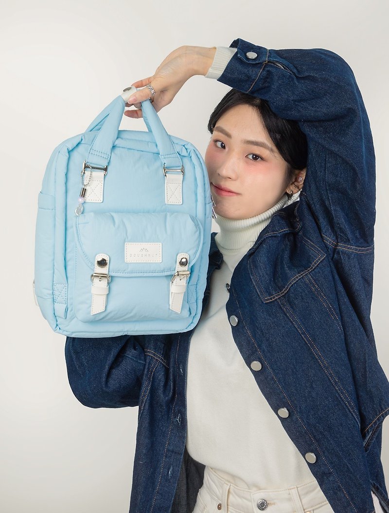 DOUGHNUT Backpack Air Bag Water-Repellent-Clear Blue-10.5 Inch Macaron HZ - กระเป๋าเป้สะพายหลัง - ไฟเบอร์อื่นๆ สีน้ำเงิน