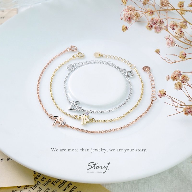 【Customized Gift】Anniversary Birthstone Sterling Silver Bracelet - สร้อยข้อมือ - เงินแท้ สีเงิน