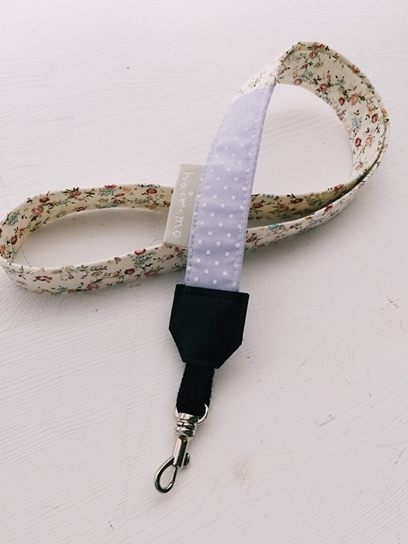 hairmo pink small floral stitching single hole certificate belt-lilac dot + (hook) - ID & Badge Holders - Cotton & Hemp Purple