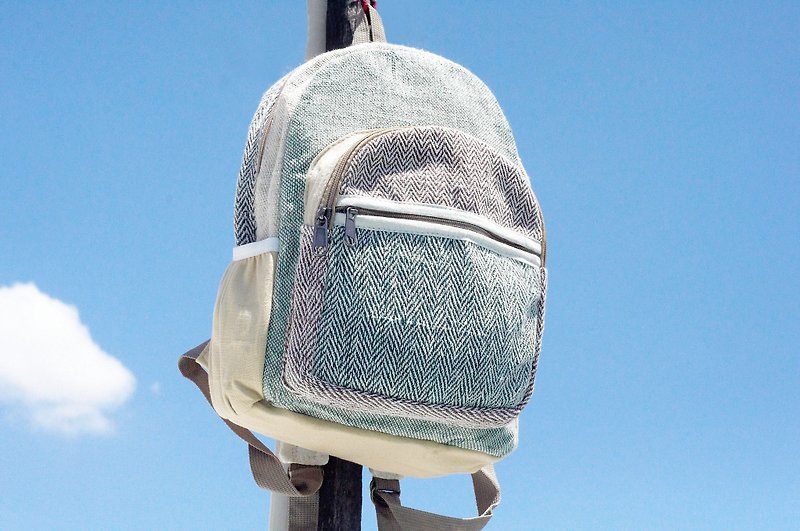 Valentine's Day Limited a cotton and linen stitching design backpack / shoulder bag / national mountaineering bag / puzzle bag / linen backpack / travel bag - homeless road original color (small) - Backpacks - Cotton & Hemp Multicolor
