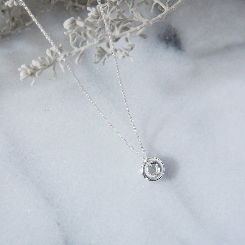 Sterling Silver Candy Donut Necklace - Necklaces - Other Metals White