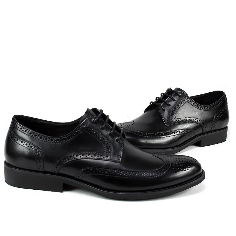 sixlips British classic wing pattern full-carved Derby shoes black - Men's Leather Shoes - Genuine Leather Black