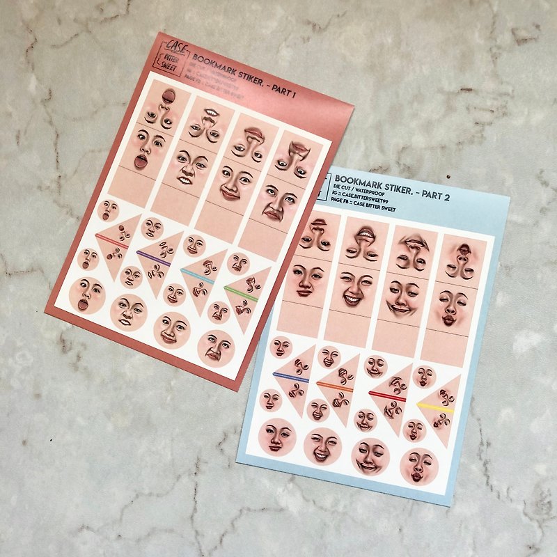 STICKER  ฺBOOKMARK :: face for someone - Stickers - Waterproof Material Pink