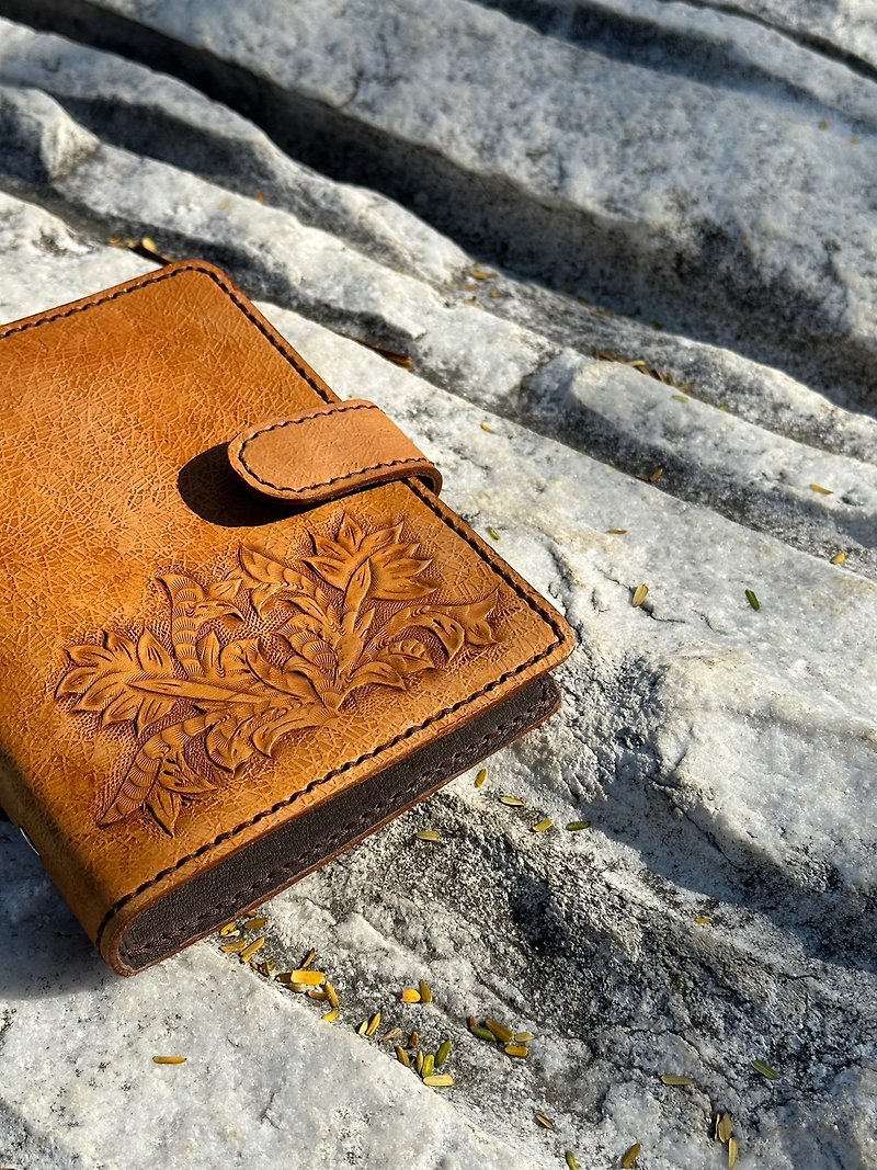 Manzoku | Customizable | Handmade leather engraved loose-leaf notepad notebook hand account - สมุดบันทึก/สมุดปฏิทิน - หนังแท้ 
