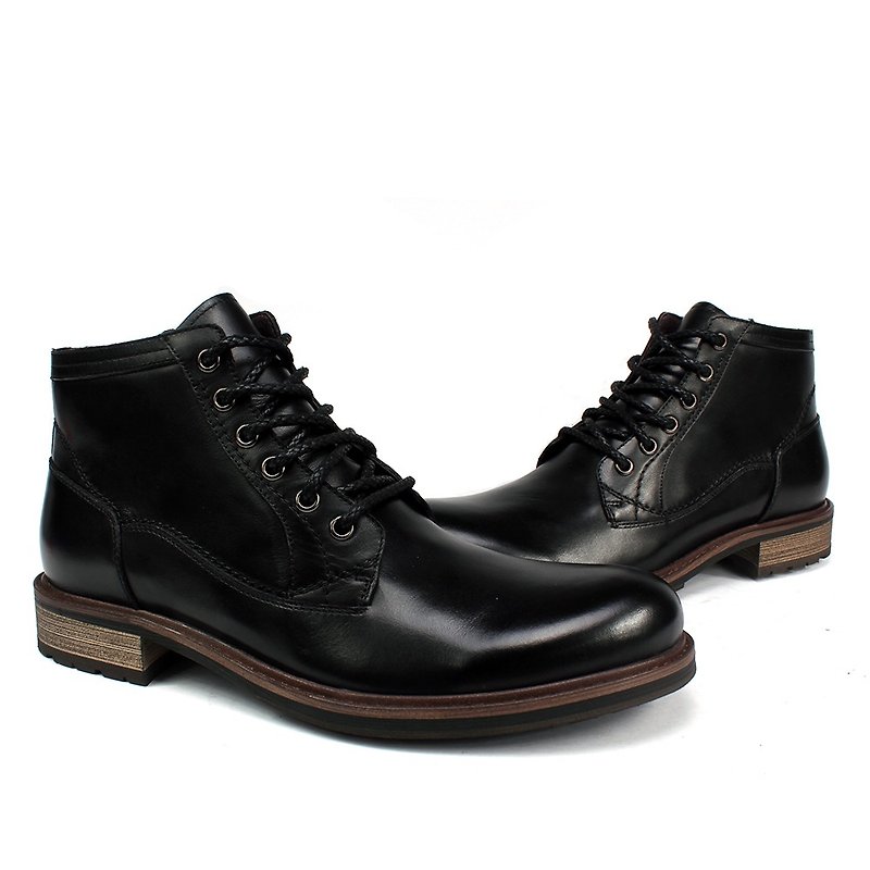 Sixlips textured leather zip-up style ankle boots black - รองเท้าบูธผู้ชาย - หนังแท้ สีดำ