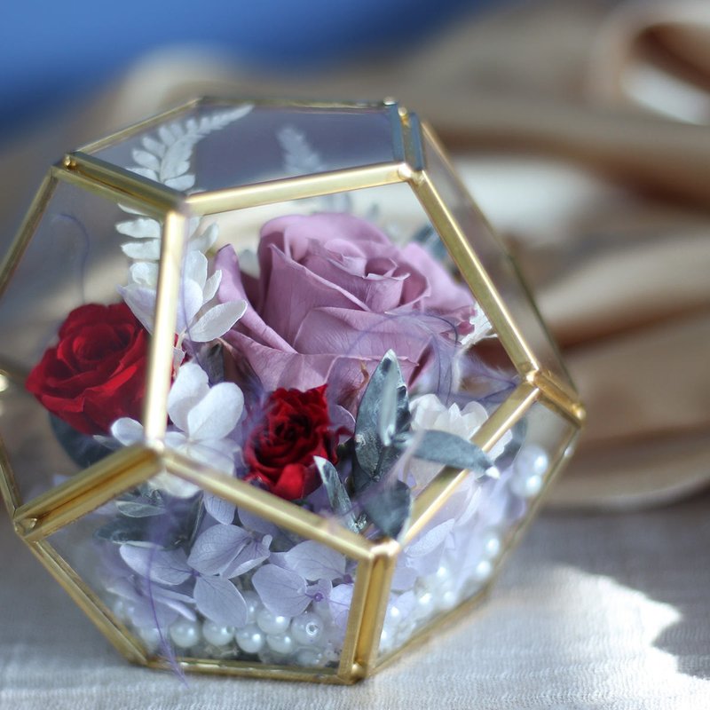 不滅のフラワーグラスカップ/オープンハートグラスハウス/カスタマイズされた枯れていないバラの花のギフト/ドライフラワー - ドライフラワー・ブーケ - 寄せ植え・花 多色