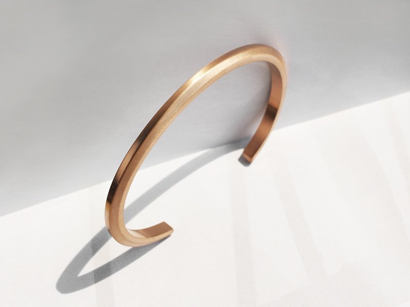 Thin Bevel Cuff Bracelet | Brushed Rose Gold | Personalised Gift - Bracelets - Stainless Steel Gold