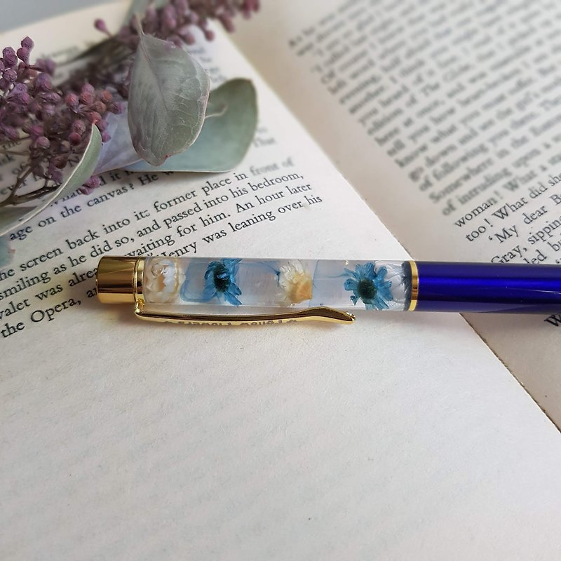Lettering service is not accepted during the discount period - Time Flower Pen | Blue and White Blue_Floating Flower Pen - อุปกรณ์เขียนอื่นๆ - พืช/ดอกไม้ สีน้ำเงิน