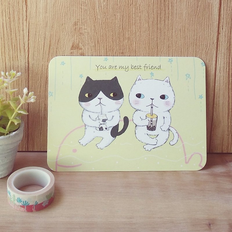 Round corner postcard / Meow friends - Cards & Postcards - Paper Yellow