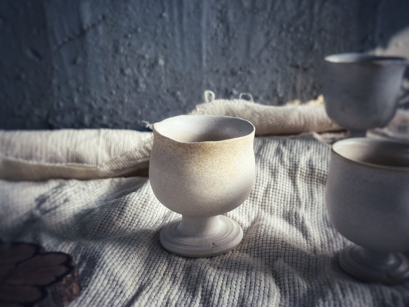 野獸高腳杯・茶杯・咖啡杯・酒杯 - 鮮奶油系列 No 3 - 茶壺/茶杯/茶具 - 陶 白色