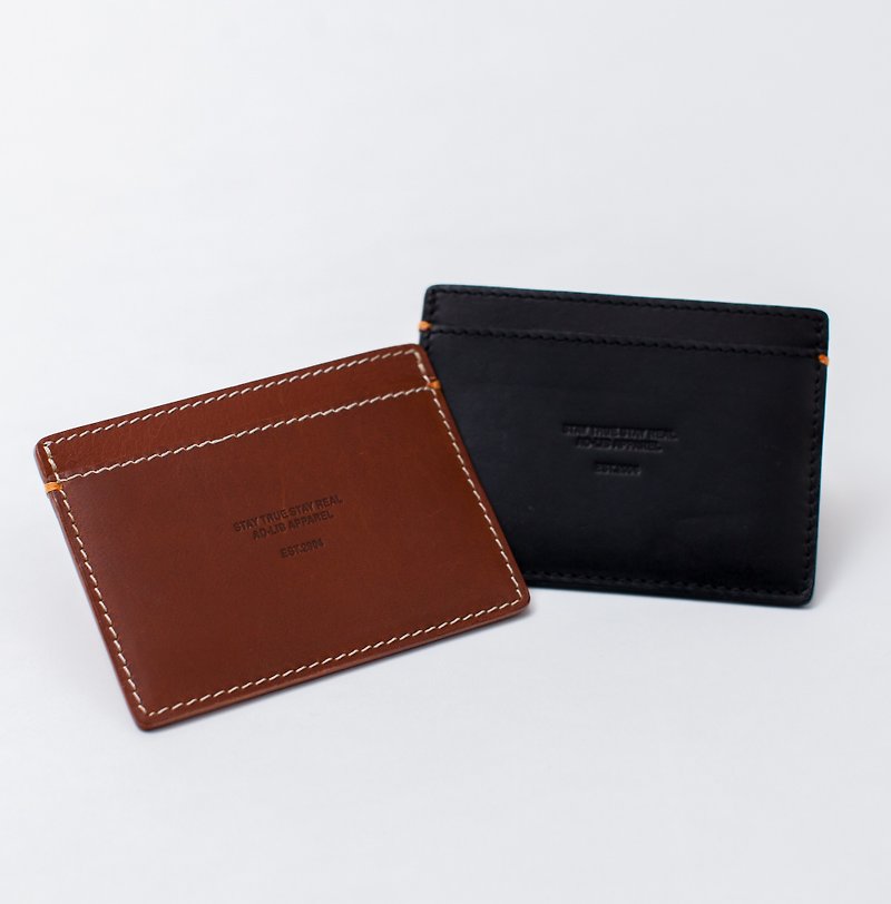 【ad-lib】Leather Card Holder - Brown//Black (CH295) - ที่ใส่บัตรคล้องคอ - หนังแท้ สีนำ้ตาล
