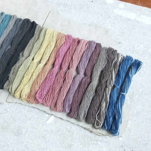 12m×24色セット / 草木染め綿糸 太さ0.7mm/刺繍糸・刺し子糸