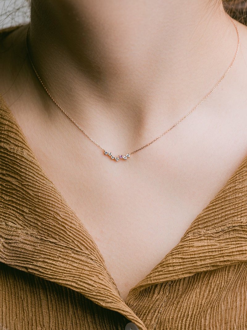 HIWNESS Aries necklace/ 14K Solid Gold natural diamonds & sapphire Necklace/ - แหวนคู่ - เครื่องเพชรพลอย สีม่วง