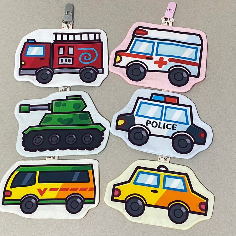 Car series | Styling handkerchief | Fire truck | Ambulance | Police car | Baby stroller - ผ้ากันเปื้อน - ผ้าฝ้าย/ผ้าลินิน หลากหลายสี