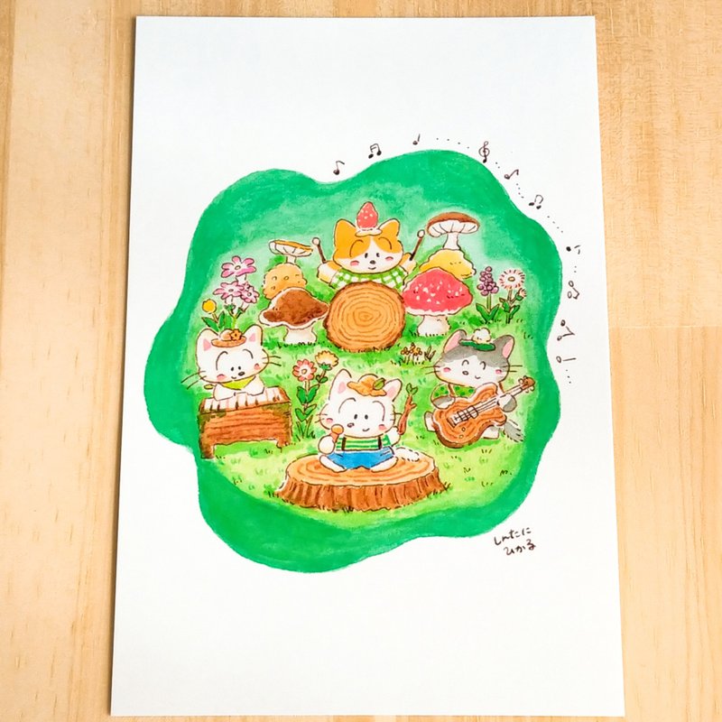 Postcard Cat Band LIVE in the Forest - การ์ด/โปสการ์ด - กระดาษ 