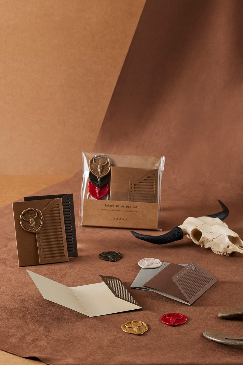 火漆封蠟一體式信封小卡套装 Saloon Cards Wax Set - 卡片/明信片 - 紙 咖啡色