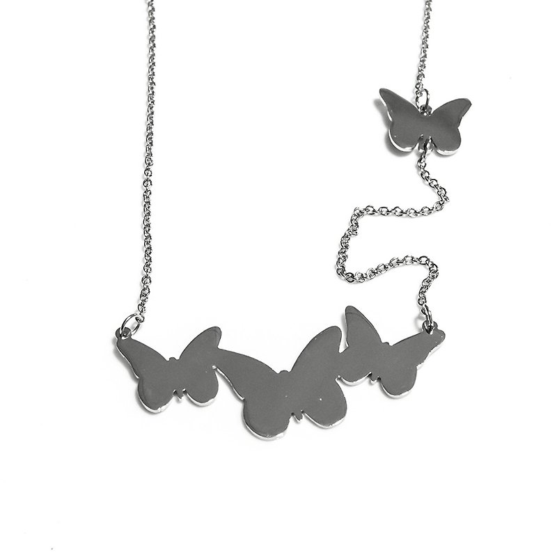 かわいい抽象的な蝶のネックレス - ネックレス - 銅・真鍮 シルバー
