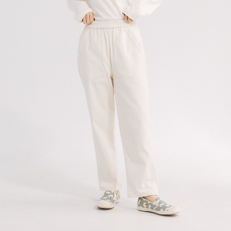 【Simply Yours】內刷毛鉛筆褲 白F - 女長褲 - 棉．麻 白色