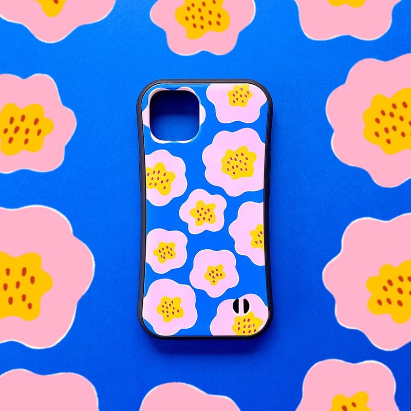 iPhone Grip Case // Blue Sky and Pink Flowers - เคส/ซองมือถือ - พลาสติก สึชมพู