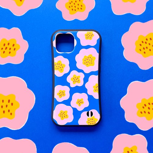 ÜRIKMÄD illustration 【iPhone16シリーズ対応】青空とピンクの花 iPhoneグリップケース