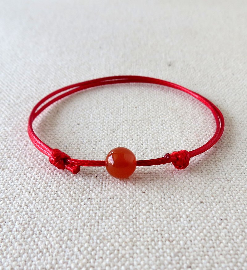 [Lucky Stone] Sichuan Material Southern Red Agate Korean Wax Thread Bracelet for the Year of the Zodiac* to attract wealth, ward off evil, and protect against villains - สร้อยข้อมือ - เครื่องเพชรพลอย สีแดง