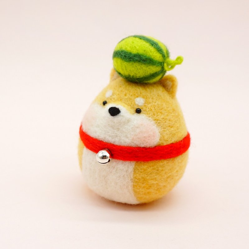 Wool Felt Shiba Inu Watermelon Fridge Magnet Needle Felt Best Gift for Dog Lover - Items for Display - Wool Multicolor