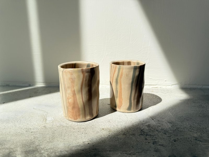 拼貼條文直筒水杯(一組兩個) - 其他杯子 - 陶 