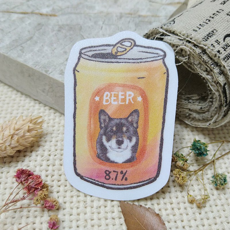 黑柴犬-啤酒-防水車貼-行李箱貼紙_防水貼紙 - 貼紙 - 防水材質 