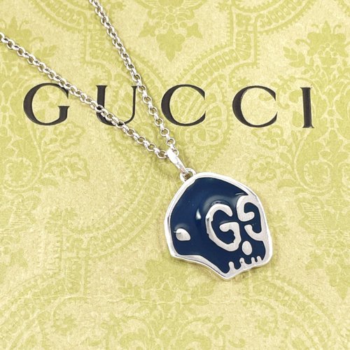 日本直送 中古美品】グッチ GUCCI ネックレス グッチゴースト スカル