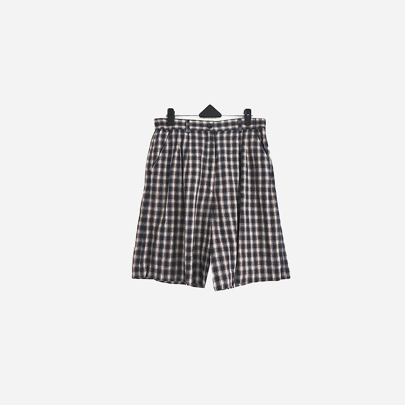 Dislocation vintage / plaid shorts no.761 vintage - กางเกงขายาว - ผ้าฝ้าย/ผ้าลินิน สีน้ำเงิน
