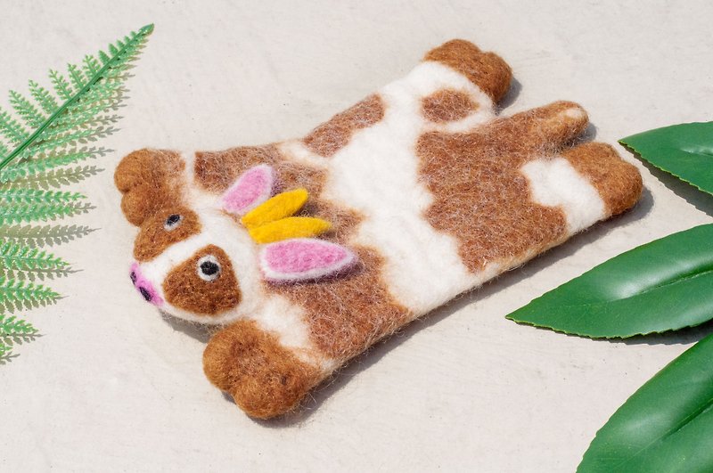 Christmas gift ethnic forest wool felt coaster animal animal coaster-brown cow absorbent coaster - Coasters - Wool Multicolor