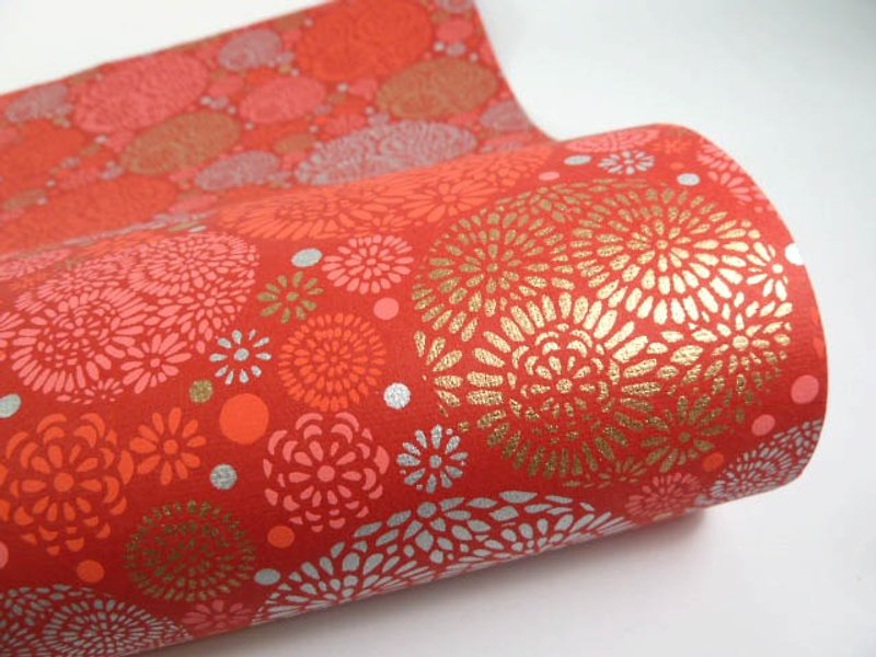 Shizen red finished handmade wrapping paper - วัสดุห่อของขวัญ - กระดาษ สีแดง