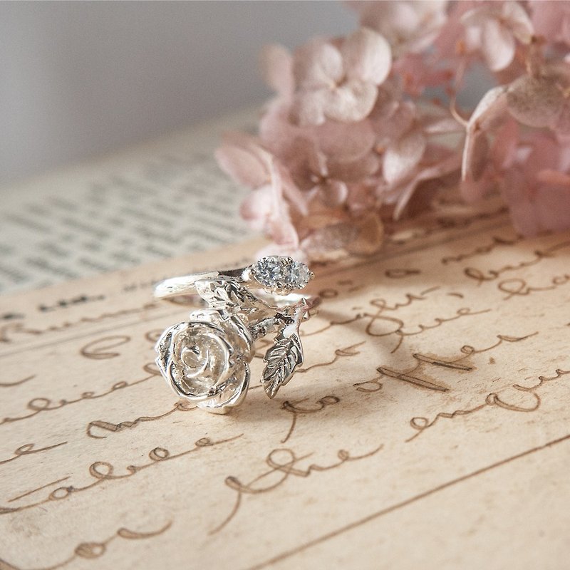 閃耀玫瑰純銀戒指 - 鋯石 / 戒圍可調 / 母親節 / 馬眼 - 戒指 - 其他金屬 多色