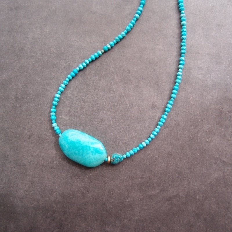 【K14gf】Big Amazonite One Point Necklace アマゾナイトワンポイントネックレス - 項鍊 - 寶石 藍色