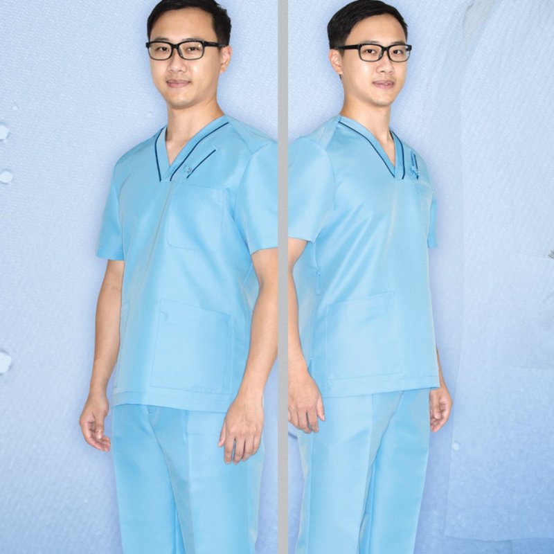 多色納米抗菌手術服牙醫服護士護理員短袖上衣醫美診所制服NM6116 - 男 T 恤 - 聚酯纖維 多色