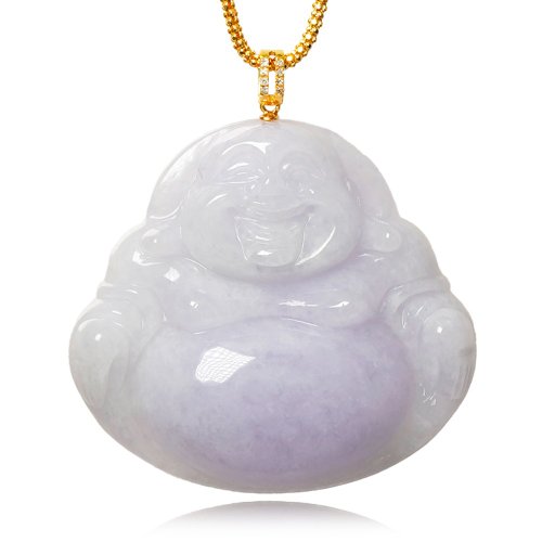 正佳珠寶 Gemsrich Jewelry 【正佳珠寶】翡翠 頂級冰種紫羅蘭 彌勒大肚佛 22.3g 天然A貨翡翠