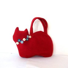 ブラックハート柄デニム♡刺繍のショルダーバッグ♡リボンと