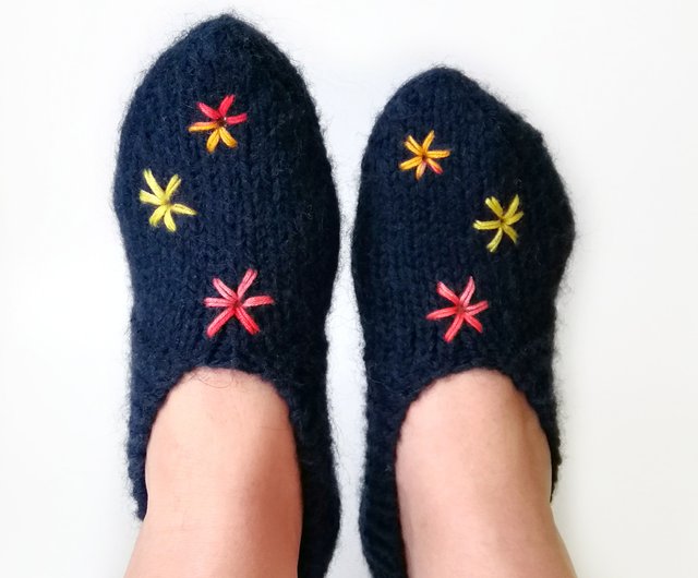 knitted wool slippers
