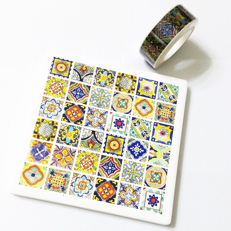 Masking Tape+Ceramic Cup Pad Mexican Tile - Washi Tape - Paper 